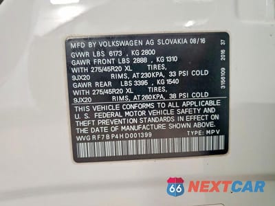 Zdjęcie 12 z 12 samochodu: 2017 VOLKSWAGEN TOUAREG WOLFSBURG VIN:WVGRF7BP4HD001399 - miniatura