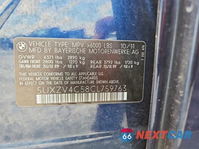 Zdjęcie 12 z 12 samochodu: 2012 BMW X5 XDRIVE35I VIN:5UXZV4C58CL759763 - miniatura