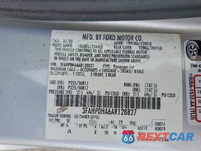 Zdjęcie 13 z 13 samochodu: 2010 FORD FUSION SE VIN:3FAHP0HA6AR128827 - miniatura
