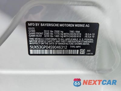 Zdjęcie 13 z 13 samochodu: 2025 BMW X3 30 XDRIVE VIN:5UX53GP04S9046312 - miniatura