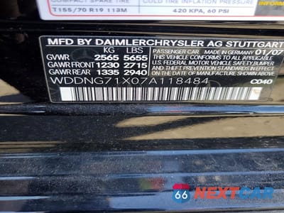 Zdjęcie 13 z 13 samochodu: 2007 MERCEDES-BENZ S 550 VIN:WDDNG71X07A118484 - miniatura