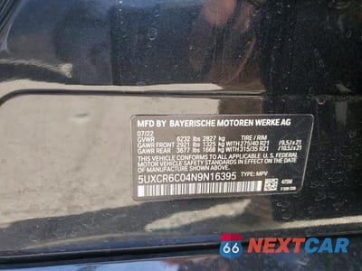 Zdjęcie 12 z 12 samochodu: 2022 BMW X5 XDRIVE40I VIN:5UXCR6C04N9N16395 - miniatura