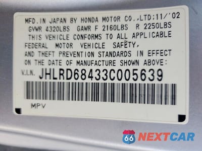 Zdjęcie 13 z 13 samochodu: 2003 HONDA CR-V LX VIN:JHLRD68433C005639 - miniatura