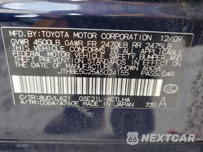 Zdjęcie 12 z 12 samochodu: 2010 LEXUS IS 350 VIN:JTHBE5C25A5024155 - miniatura