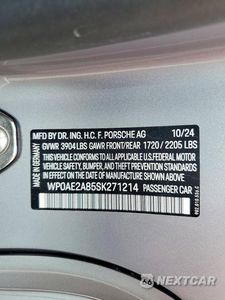 Zdjęcie 12 z 12 samochodu: 2025 PORSCHE CAYMAN GT4 RS VIN:WP0AE2A85SK271214 - miniatura