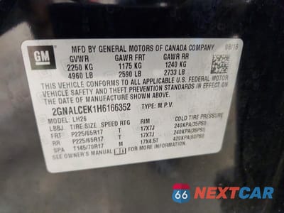 Zdjęcie 13 z 13 samochodu: 2017 CHEVROLET EQUINOX LT VIN:2GNALCEK1H6166352 - miniatura