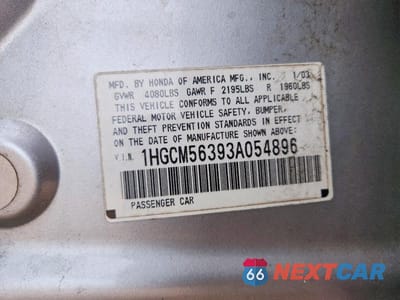 Zdjęcie 13 z 13 samochodu: 2003 HONDA ACCORD LX VIN:1HGCM56393A054896 - miniatura