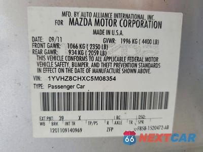 Zdjęcie 12 z 12 samochodu: 2012 MAZDA 6 I VIN:1YVHZ8CHXC5M08354 - miniatura