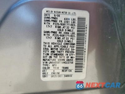 Zdjęcie 13 z 13 samochodu: 2009 NISSAN ROGUE S VIN:JN8AS58T19W323708 - miniatura