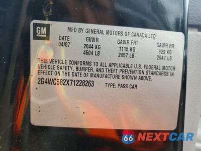 Zdjęcie 12 z 12 samochodu: 2007 BUICK LACROSSE CX VIN:2G4WC582X71228263 - miniatura
