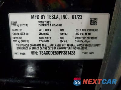 Zdjęcie 13 z 13 samochodu: 2023 TESLA MODEL X VIN:7SAXCDE50PF381428 - miniatura
