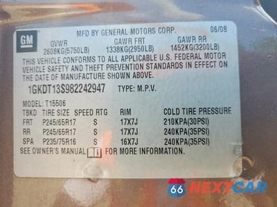 Zdjęcie 13 z 13 samochodu: 2008 GMC ENVOY VIN:1GKDT13S982242947 - miniatura
