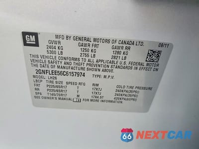 Zdjęcie 13 z 13 samochodu: 2012 CHEVROLET EQUINOX LT VIN:2GNFLEE56C6157974 - miniatura