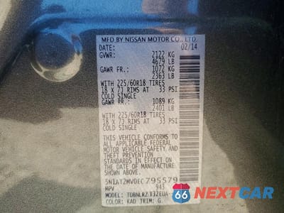 Zdjęcie 13 z 13 samochodu: 2014 NISSAN ROGUE SL VIN:5N1AT2MV0EC795579 - miniatura