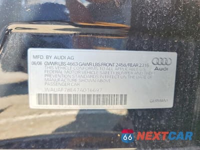 Zdjęcie 12 z 12 samochodu: 2007 AUDI A4 2 VIN:WAUAF78E47A016697 - miniatura
