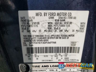 Zdjęcie 12 z 12 samochodu: 2013 FORD F150 SUPERCREW VIN:1FTFW1ET3DFA47785 - miniatura