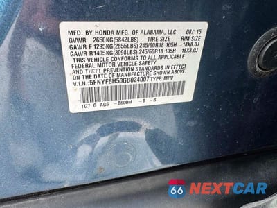 Zdjęcie 13 z 13 samochodu: 2016 HONDA PILOT EXL VIN:5FNYF6H50GB024007 - miniatura