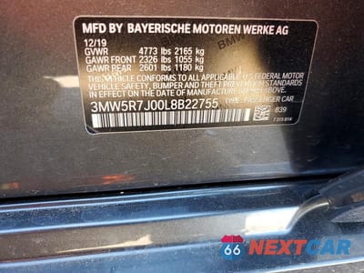 Zdjęcie 12 z 12 samochodu: 2020 BMW 330XI VIN:3MW5R7J00L8B22755 - miniatura