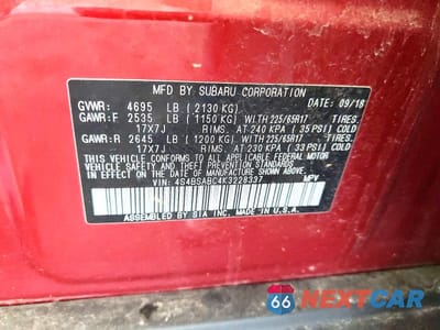 Zdjęcie 13 z 13 samochodu: 2019 SUBARU OUTBACK 2.5I VIN:4S4BSABC4K3228337 - miniatura