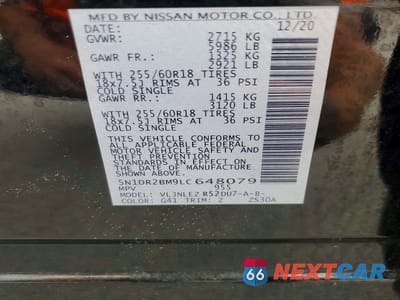 Zdjęcie 13 z 13 samochodu: 2020 NISSAN PATHFINDER SV VIN:5N1DR2BM9LC648079 - miniatura