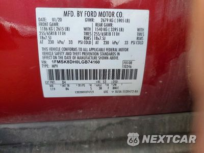 Zdjęcie 12 z 12 samochodu: 2020 FORD EXPLORER XLT VIN:1FMSK8DH0LGB74160 - miniatura