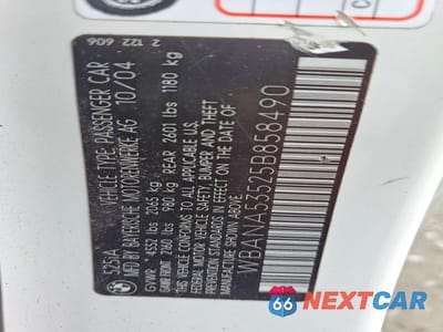 Zdjęcie 12 z 12 samochodu: 2005 BMW 525 I VIN:WBANA53525B858490 - miniatura
