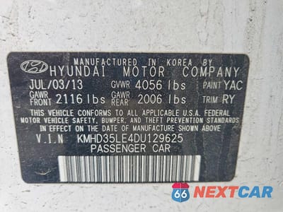 Zdjęcie 12 z 12 samochodu: 2013 HYUNDAI ELANTRA GT BASE VIN:KMHD35LE4DU129625 - miniatura