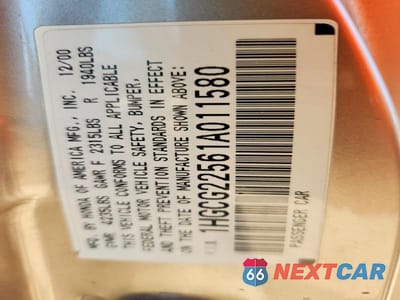 Zdjęcie 13 z 13 samochodu: 2001 HONDA ACCORD EX VIN:1HGCG22561A011580 - miniatura