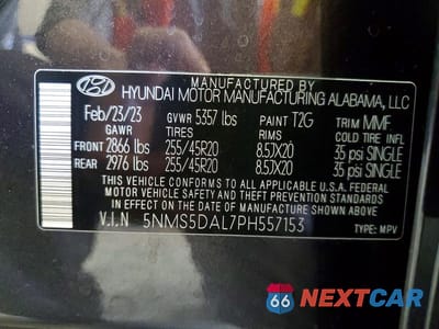 Zdjęcie 13 z 13 samochodu: 2023 HYUNDAI SANTA FE CALLIGRAPHY VIN:5NMS5DAL7PH557153 - miniatura