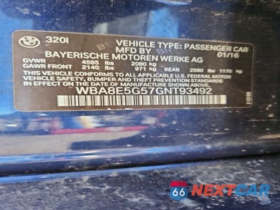 Zdjęcie 12 z 12 samochodu: 2016 BMW 320 XI VIN:WBA8E5G57GNT93492 - miniatura