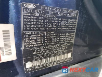 Zdjęcie 13 z 13 samochodu: 2016 LAND ROVER RANGE ROVER SPORT HSE VIN:SALWR2PF5GA661770 - miniatura