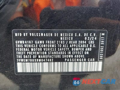 Zdjęcie 12 z 12 samochodu: 2024 VOLKSWAGEN JETTA SE VIN:3VWEM7BUXRM047482 - miniatura