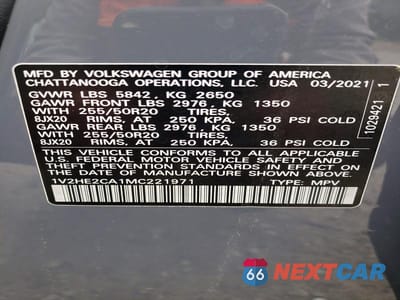 Zdjęcie 12 z 12 samochodu: 2021 VOLKSWAGEN ATLAS CROSS SPORT SE VIN:1V2HE2CA1MC221971 - miniatura