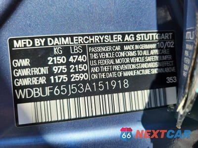 Zdjęcie 12 z 12 samochodu: 2003 MERCEDES-BENZ E 320 VIN:WDBUF65J53A151918 - miniatura