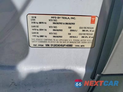 Zdjęcie 14 z 14 samochodu: 2018 TESLA MODEL X VIN:5YJXCAE49JF140980 - miniatura