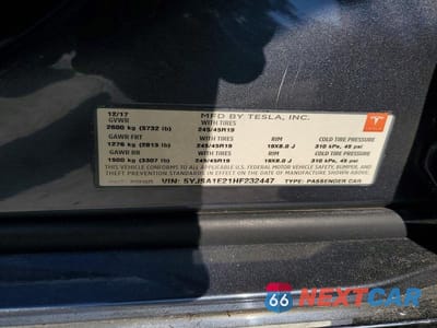 Zdjęcie 13 z 13 samochodu: 2017 TESLA MODEL S VIN:5YJSA1E21HF232447 - miniatura