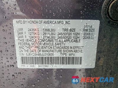Zdjęcie 13 z 13 samochodu: 2018 ACURA MDX ADVANCE VIN:5J8YD3H85JL010835 - miniatura