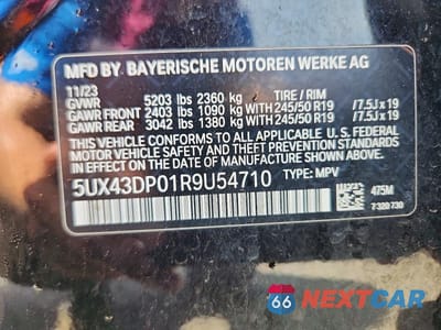 Zdjęcie 12 z 12 samochodu: 2024 BMW X3 SDRIVE30I VIN:5UX43DP01R9U54710 - miniatura