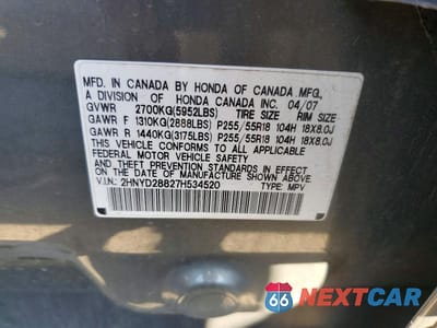 Zdjęcie 13 z 13 samochodu: 2007 ACURA MDX SPORT VIN:2HNYD28827H534520 - miniatura