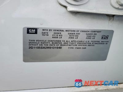 Zdjęcie 13 z 13 samochodu: 2017 CHEVROLET IMPALA LT VIN:2G1105SA2H9131948 - miniatura