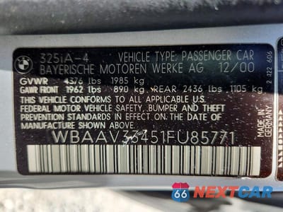 Zdjęcie 12 z 12 samochodu: 2001 BMW 325 I VIN:WBAAV33451FU85771 - miniatura