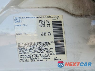 Zdjęcie 12 z 12 samochodu: 2021 NISSAN ALTIMA SR VIN:1N4BL4CV7MN413384 - miniatura