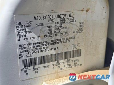 Zdjęcie 10 z 10 samochodu: 2008 FORD F350 SRW SUPER DUTY VIN:1FTWW31R18EA61184 - miniatura
