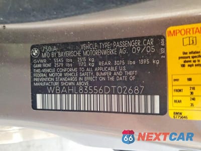 Zdjęcie 12 z 12 samochodu: 2006 BMW 750 I VIN:WBAHL83556DT02687 - miniatura
