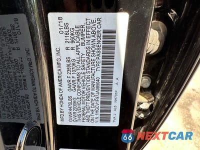 Zdjęcie 10 z 10 samochodu: 2018 HONDA ACCORD TOURING VIN:1HGCV1F97JA085040 - miniatura