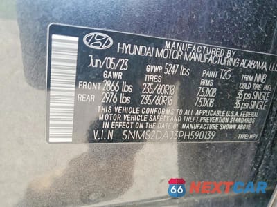 Zdjęcie 12 z 12 samochodu: 2023 HYUNDAI SANTA FE SEL VIN:5NMS2DAJ3PH590139 - miniatura