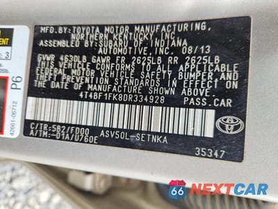 Zdjęcie 12 z 12 samochodu: 2013 TOYOTA CAMRY L VIN:4T4BF1FK8DR334928 - miniatura