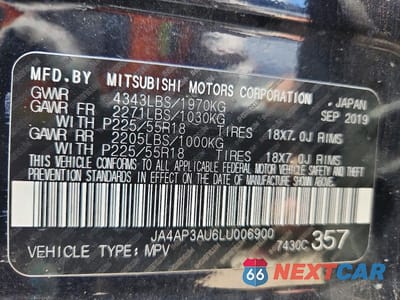 Zdjęcie 14 z 14 samochodu: 2020 MITSUBISHI OUTLANDER SPORT ES VIN:JA4AP3AU6LU006900 - miniatura