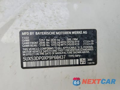 Zdjęcie 14 z 14 samochodu: 2023 BMW X3 XDRIVE30I VIN:5UX53DP0XP9P68437 - miniatura