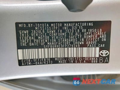Zdjęcie 12 z 12 samochodu: 2015 TOYOTA COROLLA LE VIN:5YFBURHE9FP279349 - miniatura